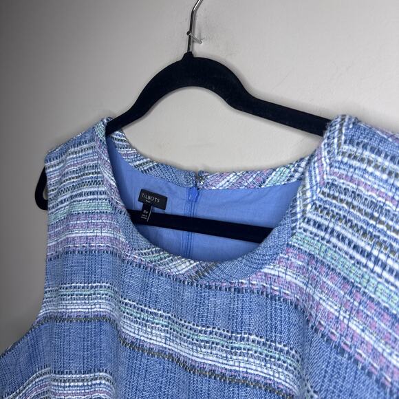 Talbots Plus Women's Stripe Tweed Shift Dress Size 16W Sleeveless Pastels - Picture 6 of 9